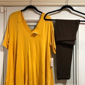 Swing style tunic and brown leggings